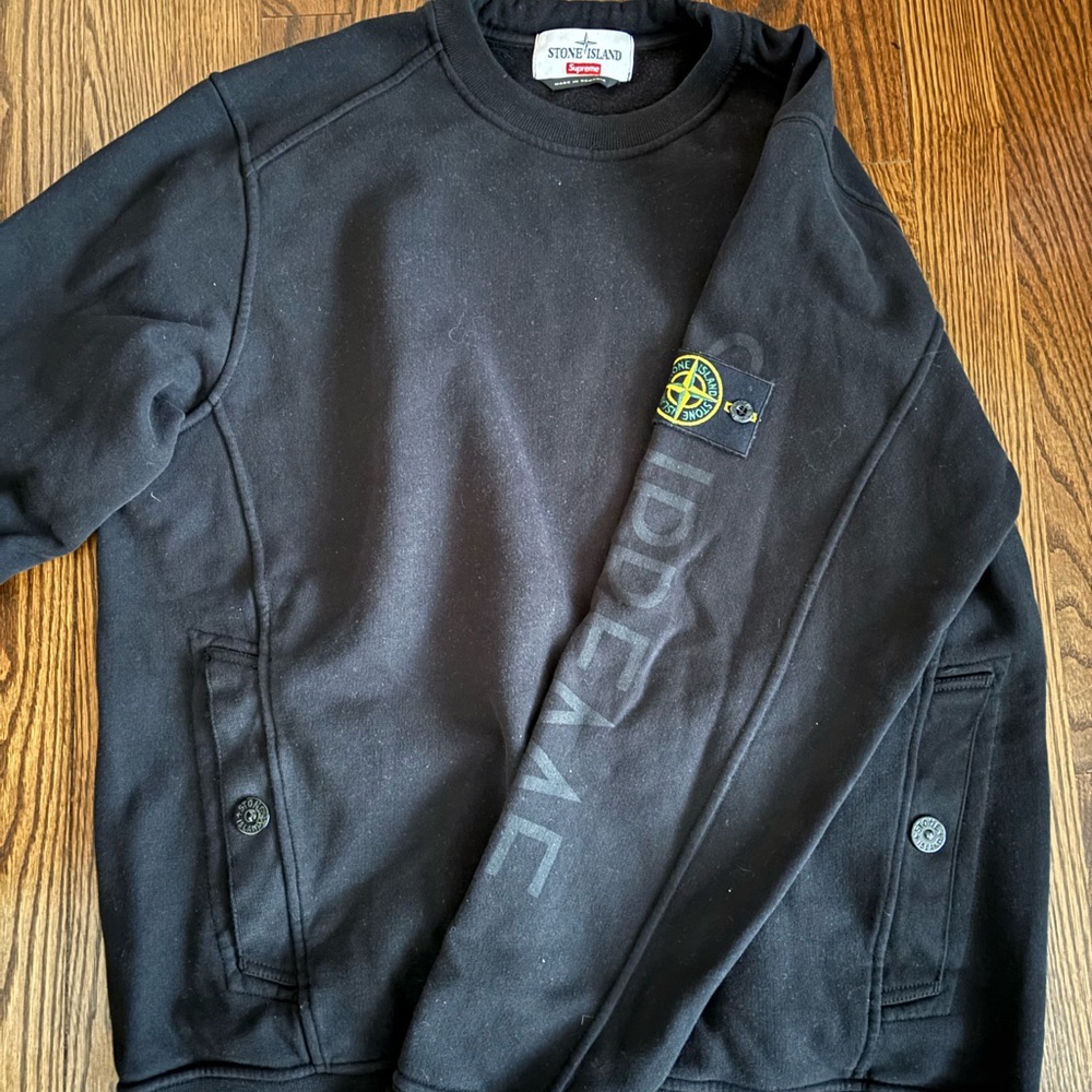 Supreme Stone Island Black Crewneck Sweater - 2014